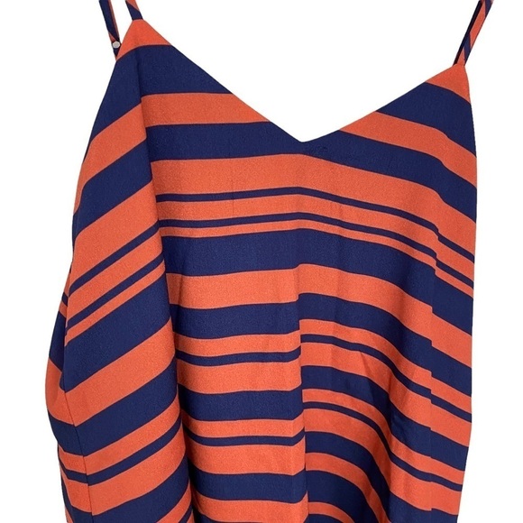 COLLECTIVE CONCEPTS Womens Top Medium Blue Coral Stripe Cami Blouse - Picture 3 of 6